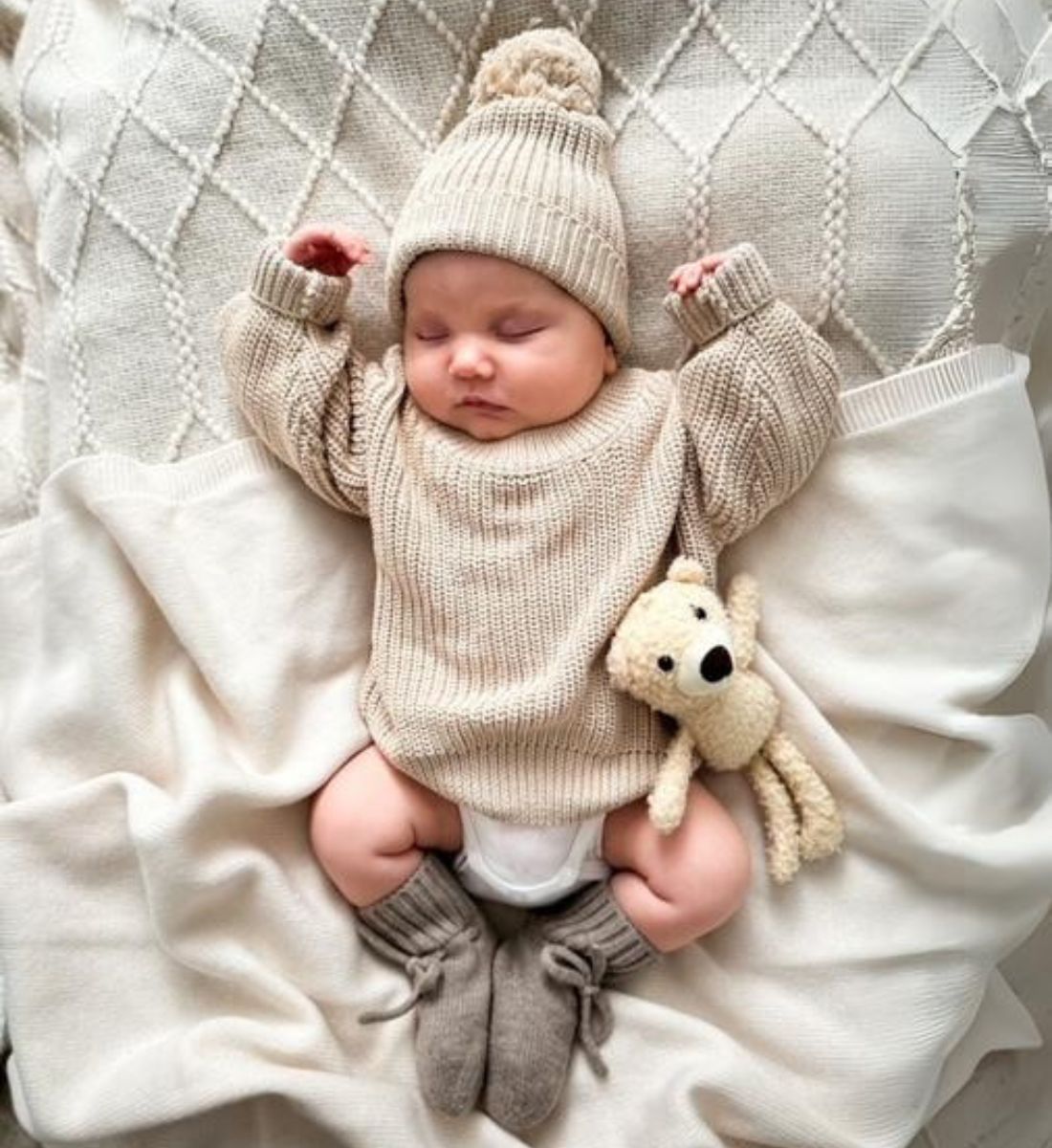 Lil' Leo Babyschuhe Decke Mütze aus 100% Merinowolle