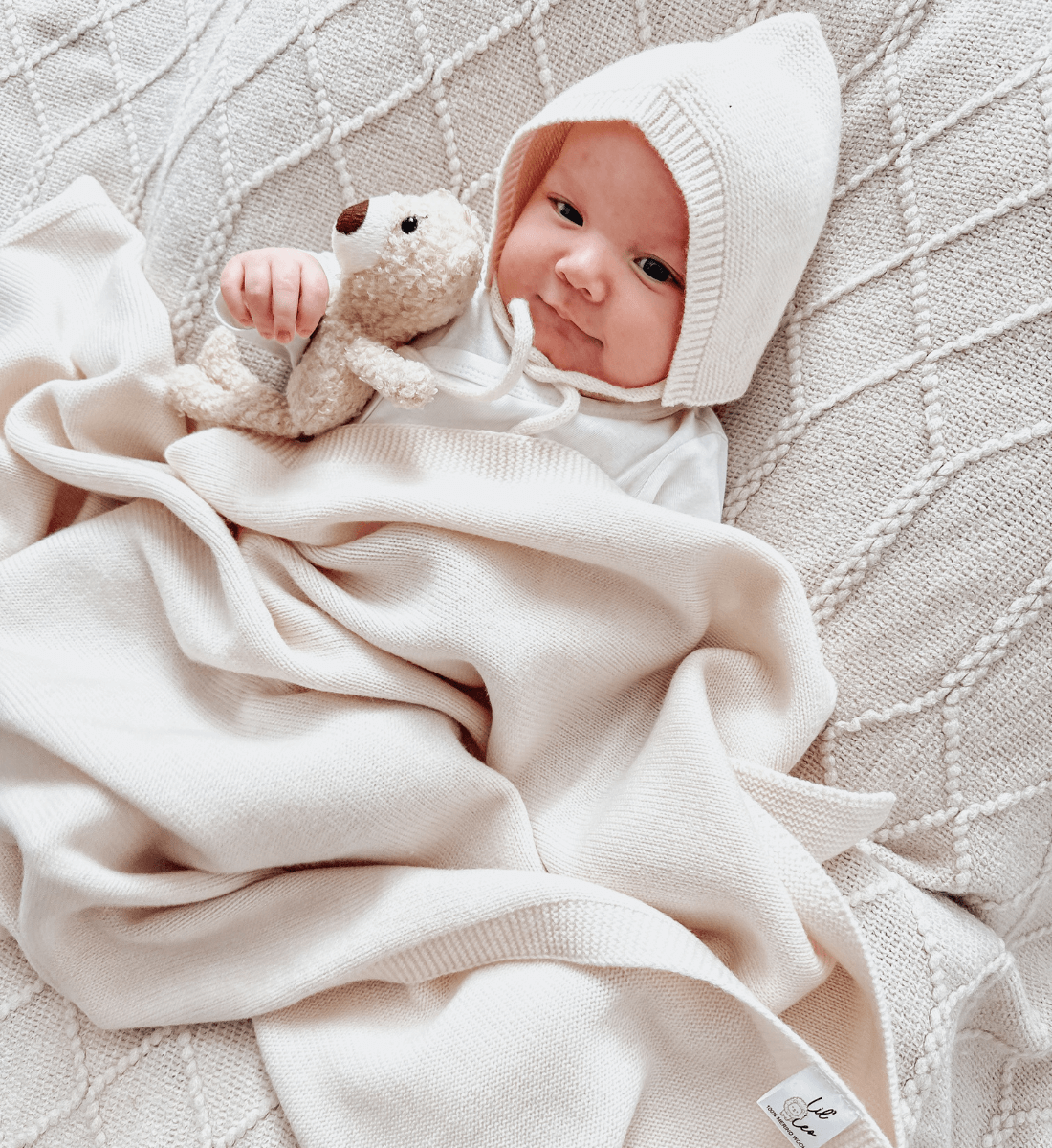 Lil' Leo Babyschuhe Decke Mütze aus 100% Merinowolle