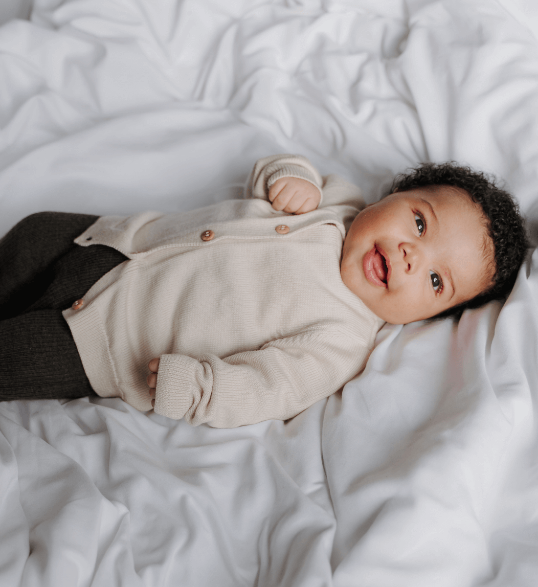 Beanie Cardigan Baby aus 100% Merinowolle Lil Leo