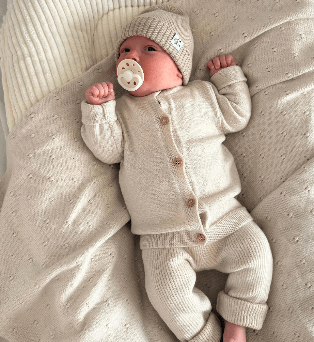 Cardigan in Creme aus 100% Merinowolle