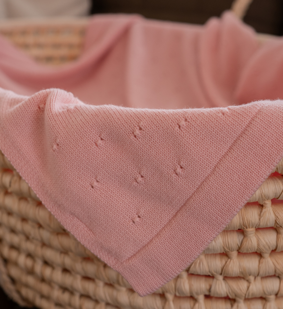 Decke 'Leo' in Rosa mit Muster aus 100% Merinowolle