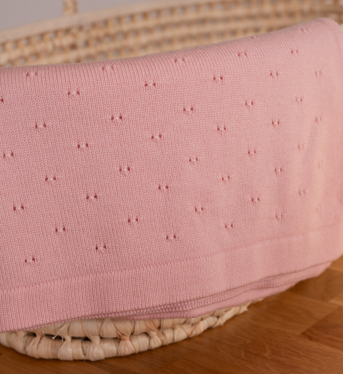 Decke 'Leo' in Rosa mit Muster aus 100% Merinowolle