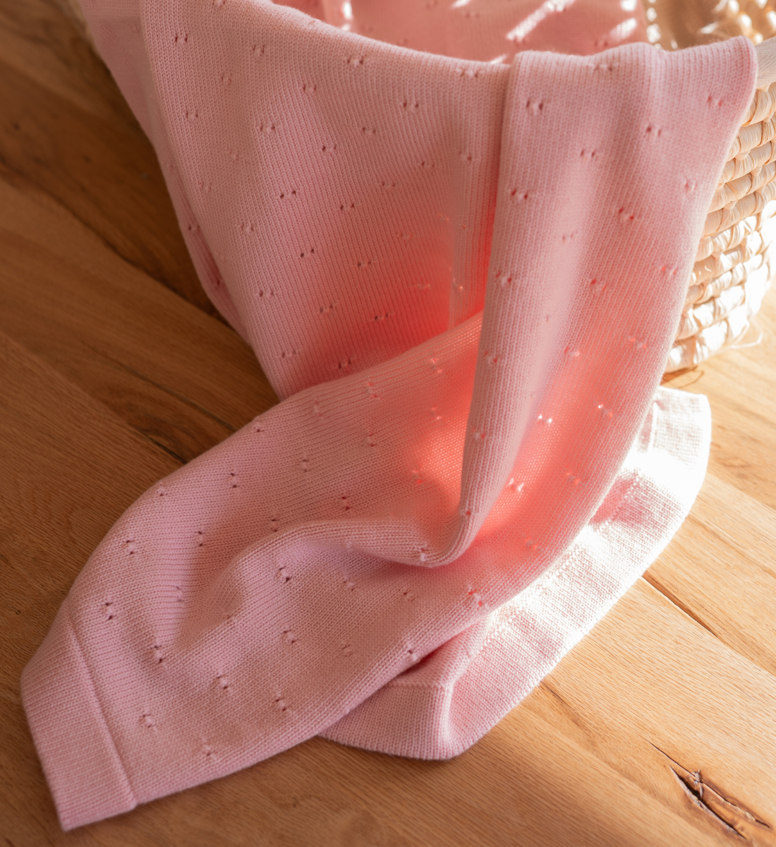Decke 'Leo' in Rosa mit Muster aus 100% Merinowolle
