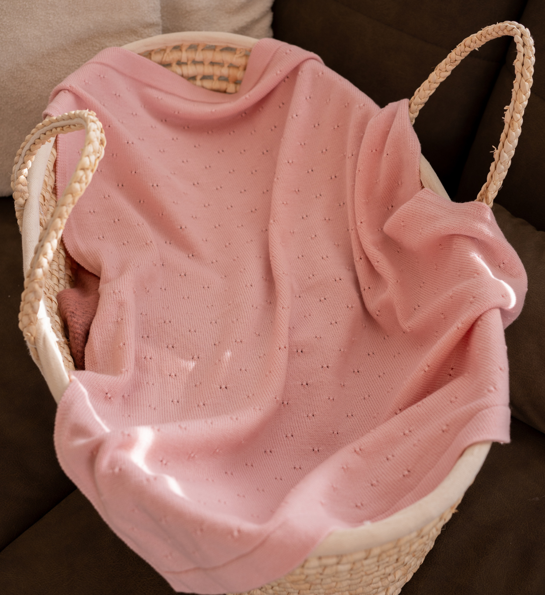 Decke 'Leo' in Rosa mit Muster aus 100% Merinowolle