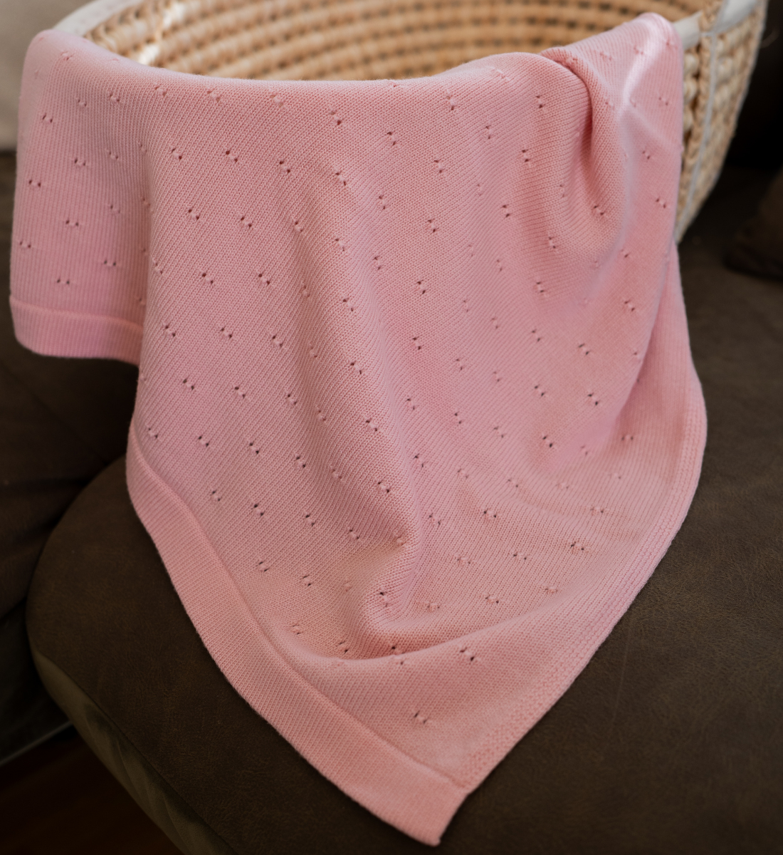 Decke 'Leo' in Rosa mit Muster aus 100% Merinowolle
