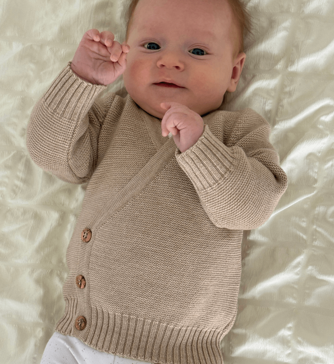 NEU: Wickeljacke in Sand aus 100% Merinowolle