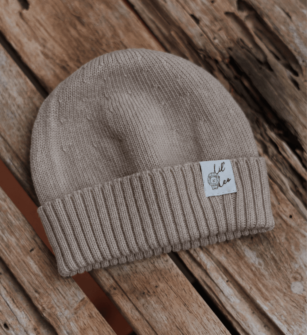 Beanie in Camel Melange aus 100% Merinowolle