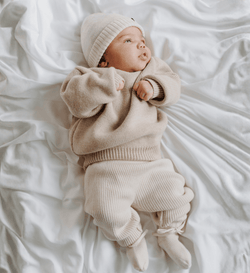 Babybekleidung Babypullover Babyleggings, Babyschuhe, Beanie aus Merinowolle Lil' Leo